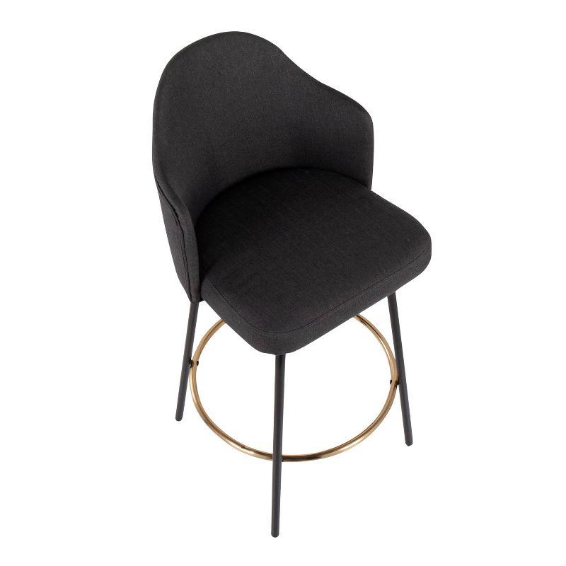 Set of 2 Ahoy Counter Height Barstools with Swivel Seat, Metal Frame - LumiSource: Upholstered, Fixed Height