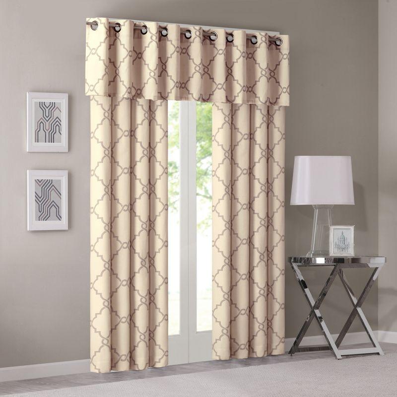 Madison Park Saratoga Fretwork Print Grommet Top Single Window Valance