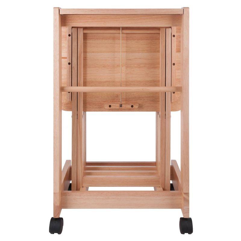 Winsome 5pc Brienda Flip Top Snack Table Natural: Wood TV Dinner Tray Set, Criss Cross Base