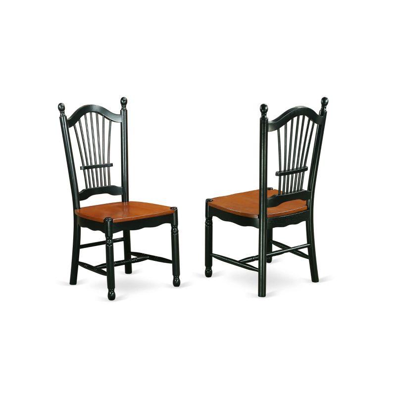 East West Furniture DOC-BCH-W Dover Dining Room Chairs With Wood Seat - Finished in Black and Cherry - Set of 2