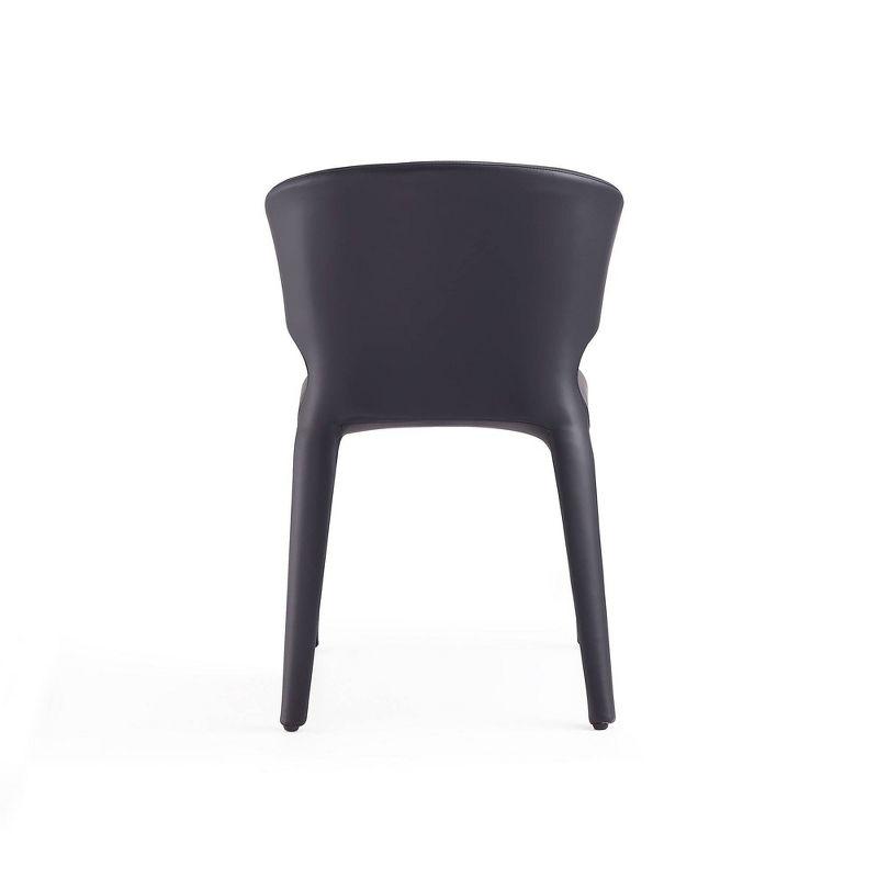 Set of 2 Conrad Faux Leather Dining Chairs Black - Manhattan Comfort: Mid-Century Modern, Metal Frame, Contoured Back