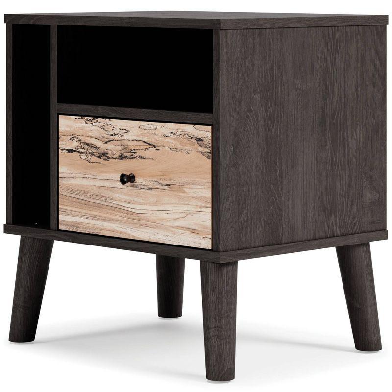 Piperton Nightstand Black/Gray - Signature Design by Ashley: Dual-Tone, Open Shelf, Matte Knobs