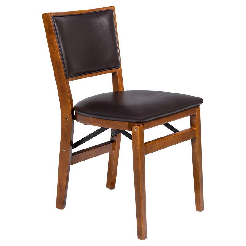 Stakmore Set of 2 Retro Upholstered Back Folding Chair Fruitwood: Polyester Seat, No Assembly, 300lb Capacity