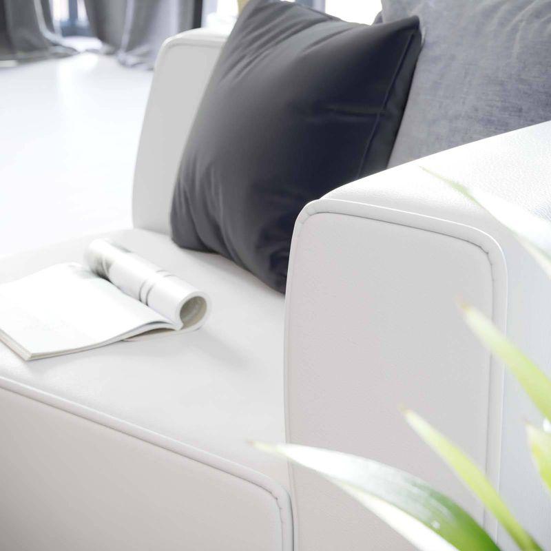 Modway Mingle Vegan Leather Right Armchair White: Modern Faux Leather, No Assembly, Wood Frame