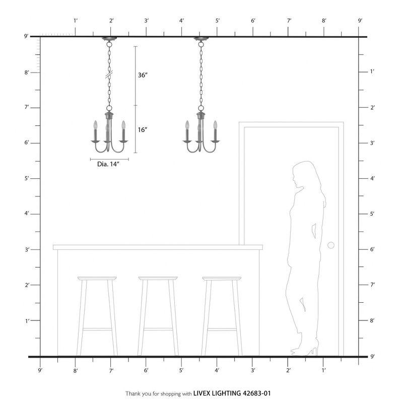 Livex Lighting Estate 3 - Light Chandelier in  Antique Brass