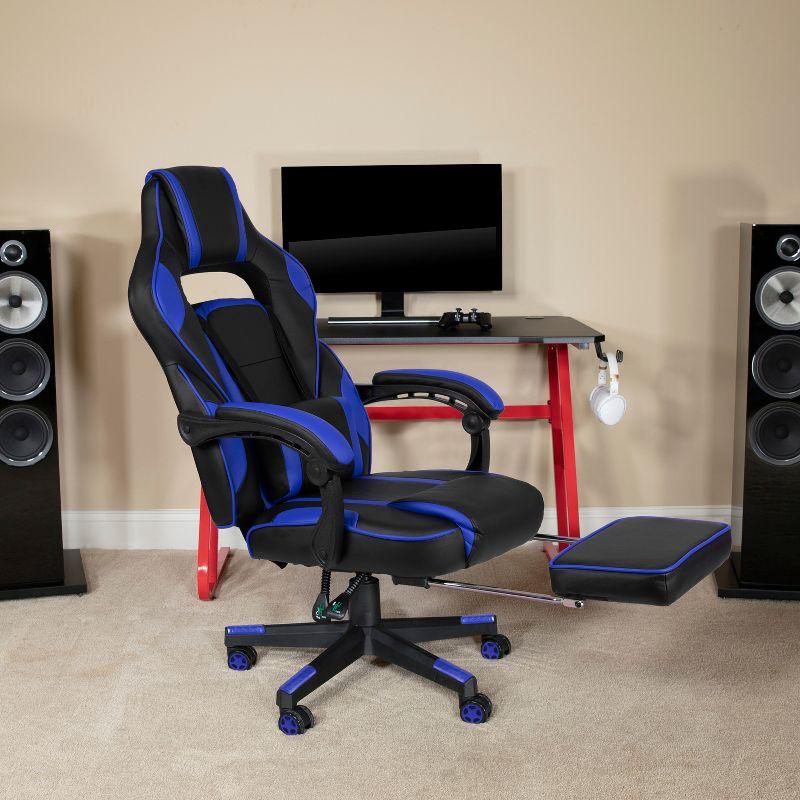 Flash Furniture X40 Gaming Chair Racing Ergonomic Computer Chair with Fully Reclining Back/Arms, Slide-Out Footrest, Massaging Lumbar