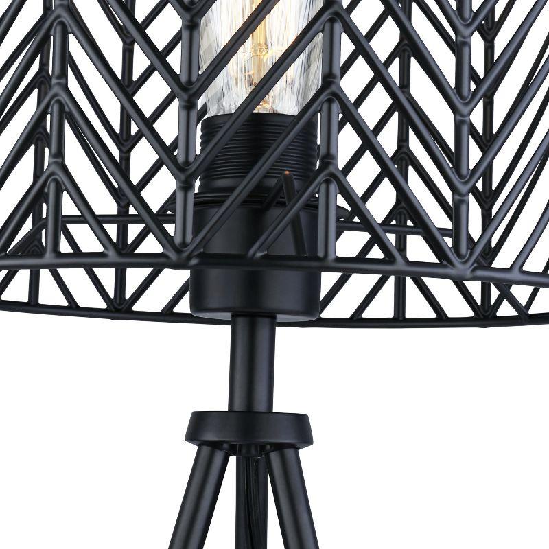 18.5" Ingrid Cage Shade Metal Tripod Table Lamp Black - River of Goods: Modern Accent for Living Room, Inline Switch