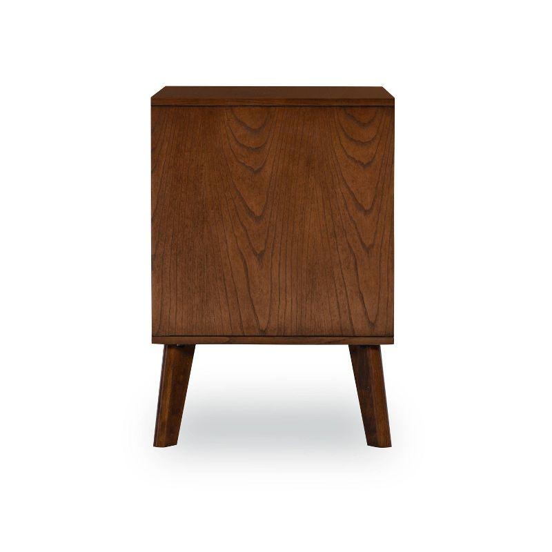 Reid Mid-Century Modern Wood 1 Drawer Nightstand Walnut - Linon: Bedside Table with Shelf & Storage