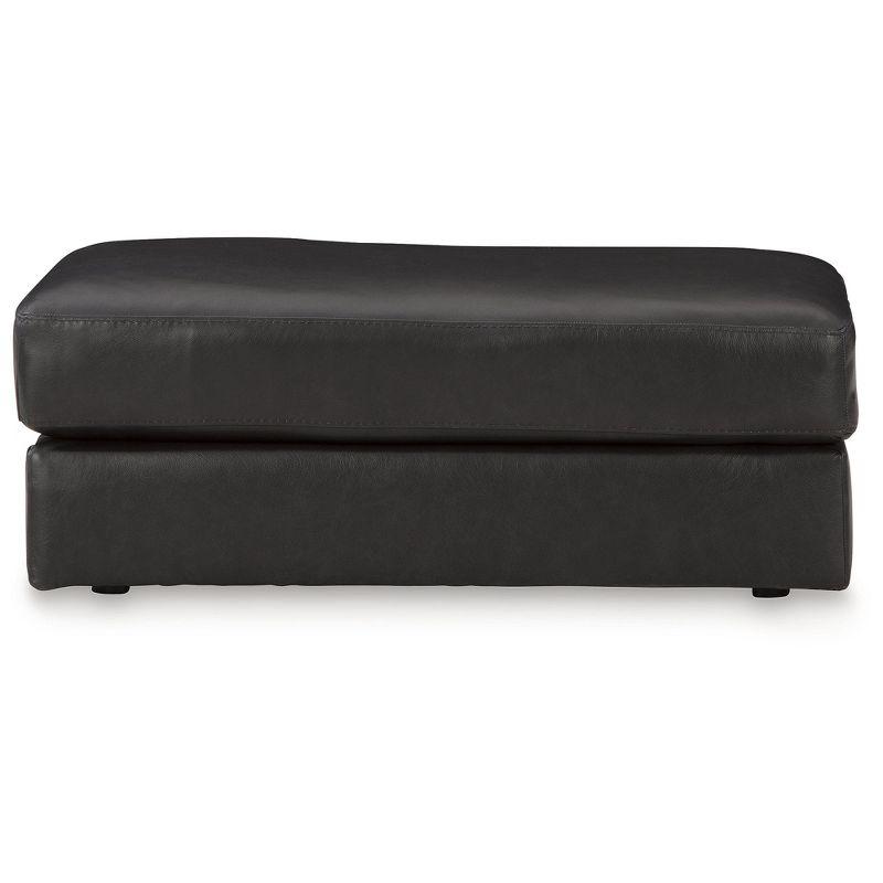 Signature Design by Ashley Contemporary Amiata Leather Ottoman, Onyx