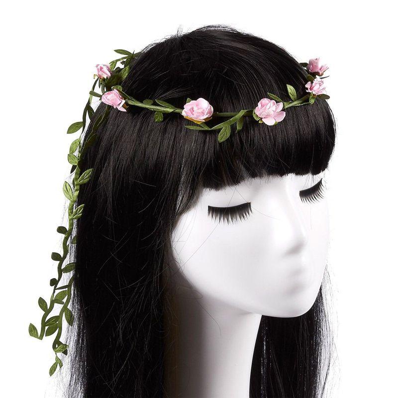 Adjustable Multicolor Floral Wreath Headbands for Women