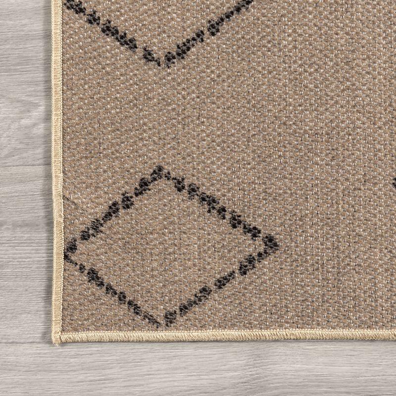 Beige Geometric Washable Synthetic Area Rug