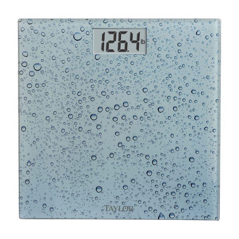 Taylor® Precision Products Digital Glass Waterdrop Bathroom Scale, 400-Lb. Capacity in Blue