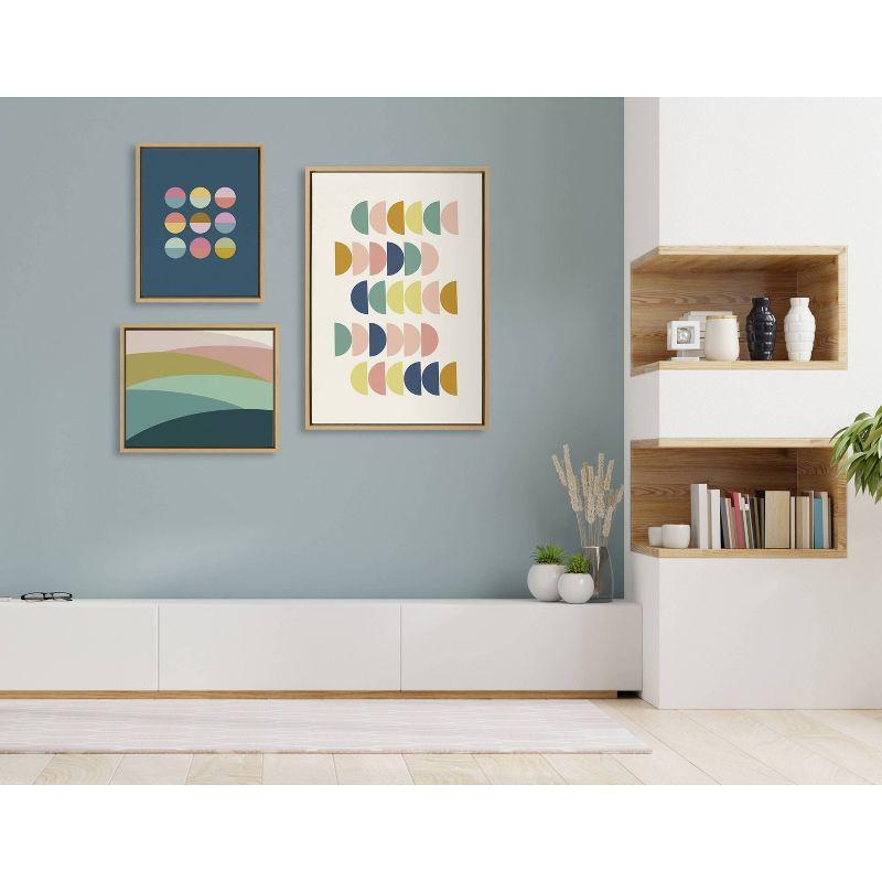 Kate & Laurel All Things Decor (Set of 3) 23"x33" Sylvie Abstract Shapes Framed Canvas Set Natural: Modern Wall Art, Digital Print