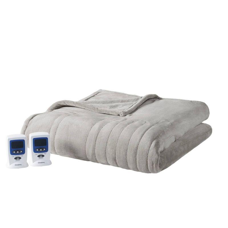 King Gray Microplush Wi-Fi Heated Electric Blanket