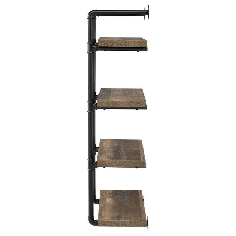 Industrial Black and Rustic Oak 24" Wall Shelf with Four Shelves