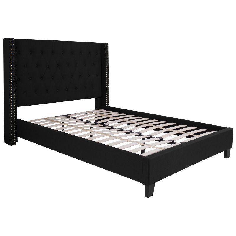 Flash Furniture Riverdale Tufted Upholstered Platform Bed with Accent Nail Trimmed Extended Sides