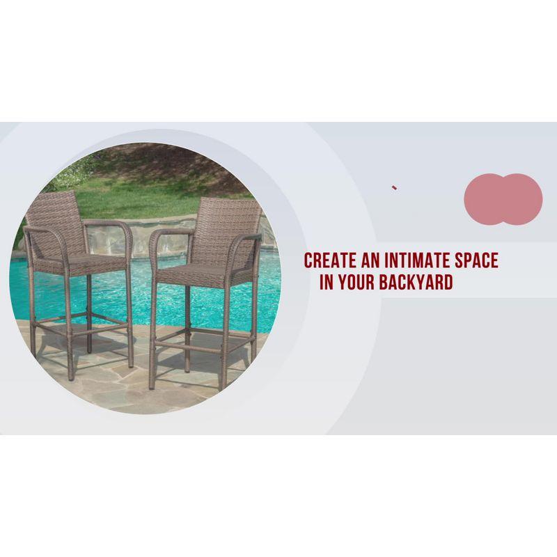 Delfina 4pk Wicker Barstool - Brown - Christopher Knight Home: UV & Weather-Resistant, Powder-Coated Frame