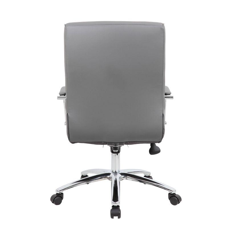 Executive Conference Chair Gray - Boss Office Products: CaressoftPlus, Chrome Base, 275lbs Capacity