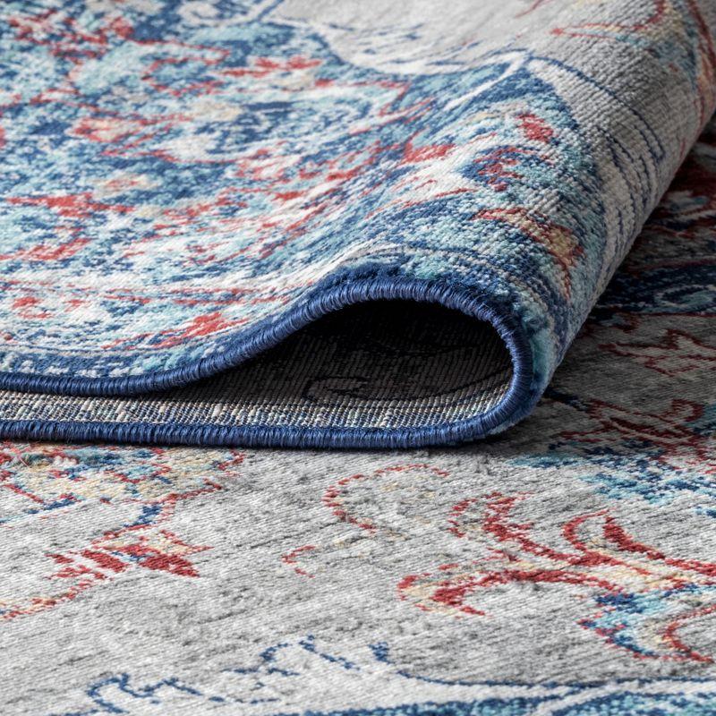 2'x8' Modern Persian Vintage Medallion Runner Rug, Red/Navy - JONATHAN Y