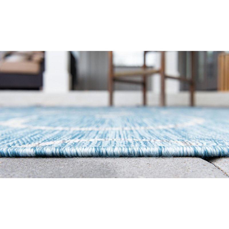 Light Aqua and Ivory Rectangular Outdoor Area Rug