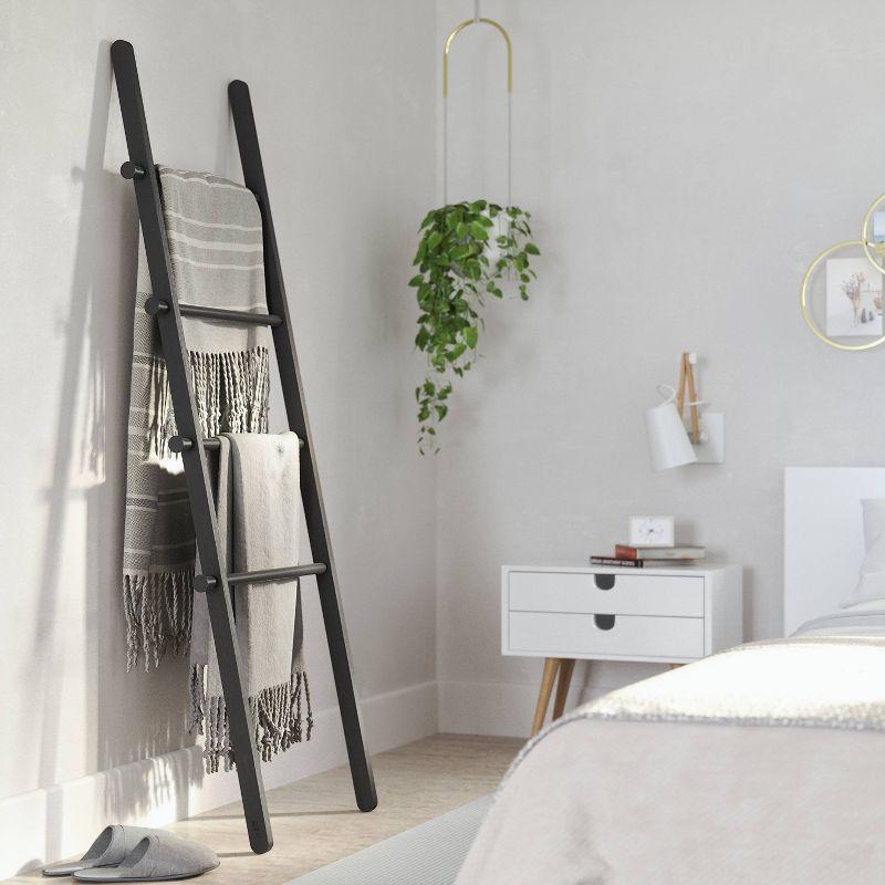 Leana Black Wood and Steel Towel Stand