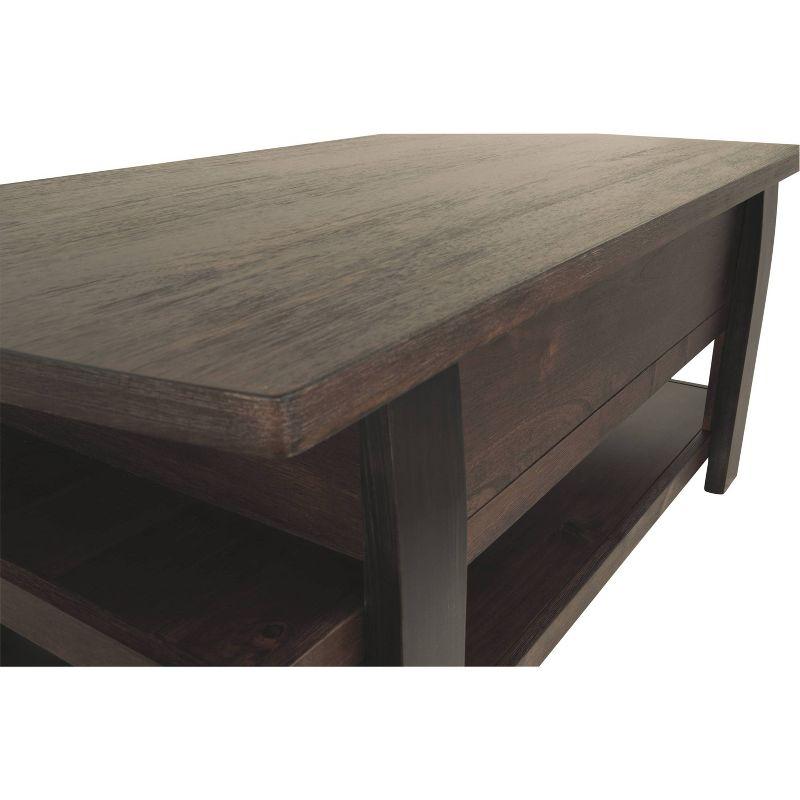 Vailbry Lift Top Cocktail Table Brown - Signature Design by Ashley: UPC 024052498875, Open Shelf, Faux Metal Legs