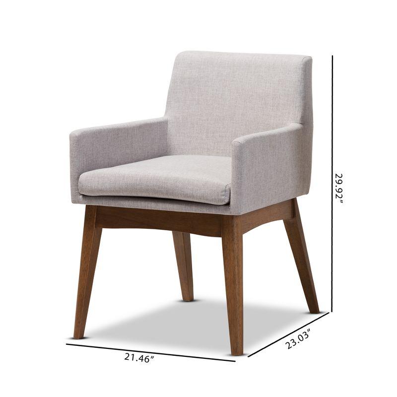 Set of 2 Nexus Mid Century Modern Walnut Wood Fabric Upholstered Dining Armchair - Baxton Studio