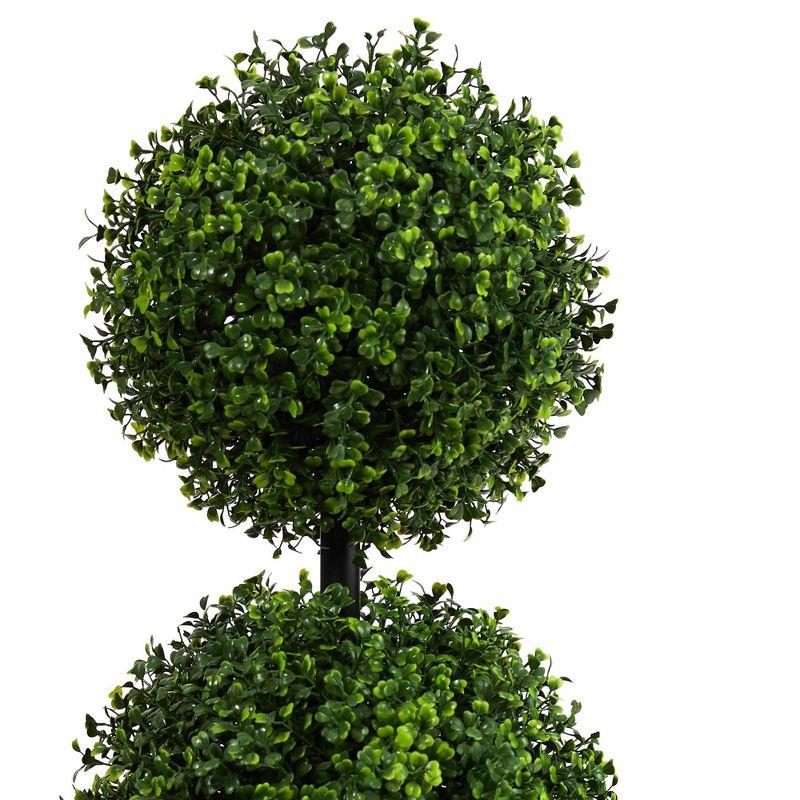 3' Indoor/Outdoor Boxwood Triple Ball Topiary Artificial Tree - Nearly Natural: Faux Foliage, No Assembly Required