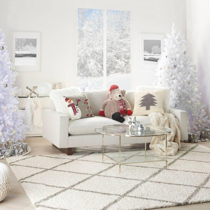 20"x20" Oversize Xmas Tree Loops Square Throw Pillow Ivory/Gray - Mina Victory: Handcrafted, Cozy, Indoor Decor