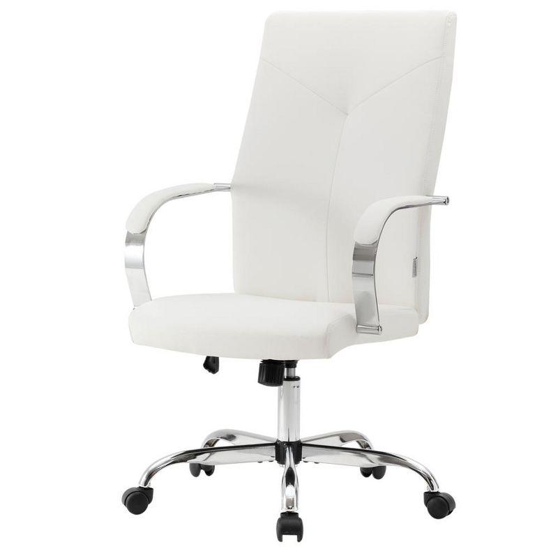 LeisureMod Sonora High-Back Leather Office Chair with Adjustable Height, Swivel, and Tilt, Ergonomic Design for Desk, Conference Room, or Home Office