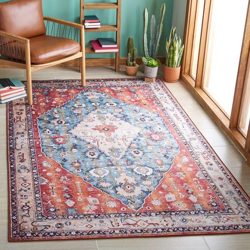 Easy-Care Blue Synthetic 8' x 10' Stain-Resistant Rug