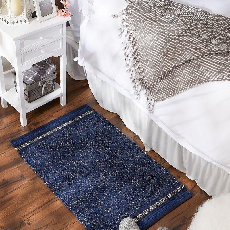 Design Imports Modern Edge Stripe - Nautical Blue - 2 X 3 Ft