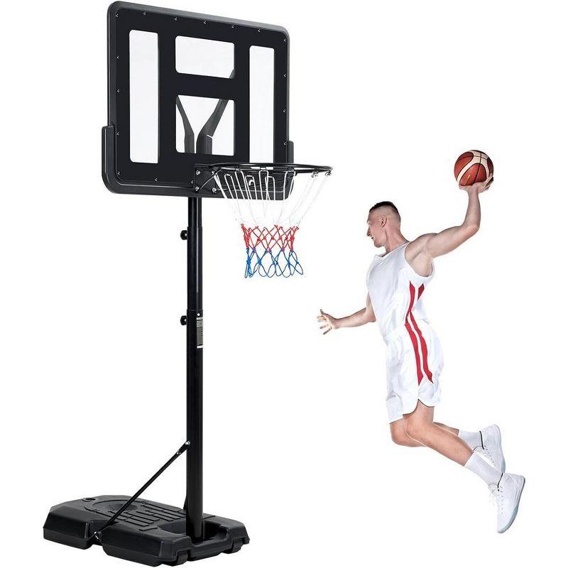 Adjustable Portable 44 Inch Black Basketball Hoop System