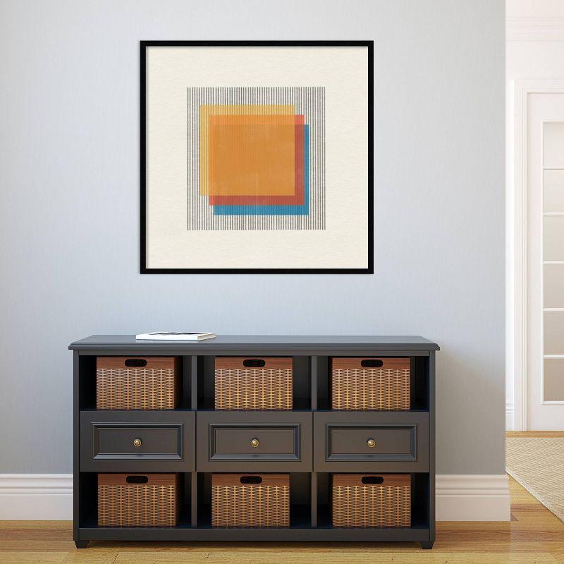 Mid-Century Modern Abstract Squares Framed Wall Art Print