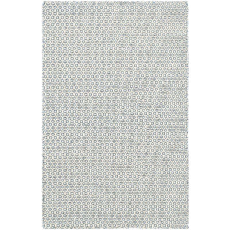 Honeycomb French Blue/Ivory Handwoven Wool Rug