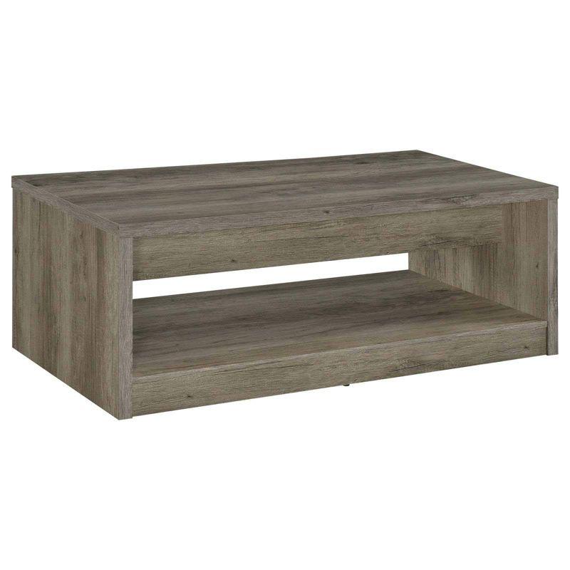 Coaster Felix Farmhouse 2 Drawer Rectangular Wood Coffee Table Gray Driftwood