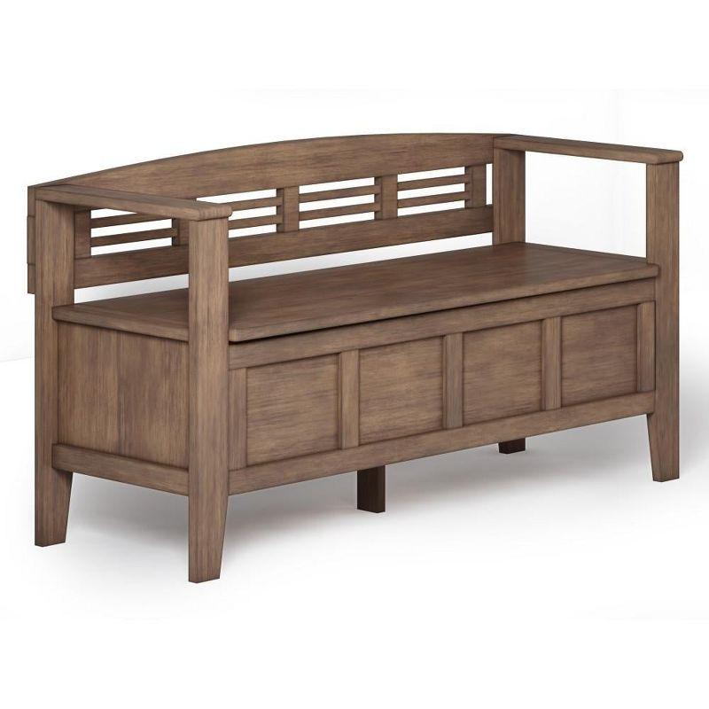 Simpli Home Adams 48"W Solid Wood Contemporary Entryway Storage Bench with Lift-Top Lid and Dual Compartments