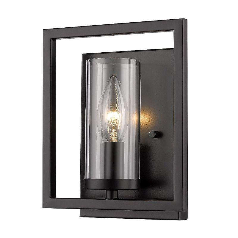 Golden Lighting Marco 1-Light Wall Sconce in Matte Black with Clear Glass