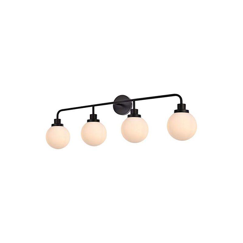 Elegant Lighting Hanson 4 lights bath sconce in black with frosted shade