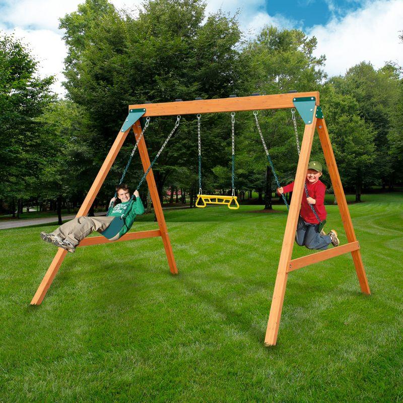 Gorilla Cedar 3-Position Swing Set with Trapeze Bar