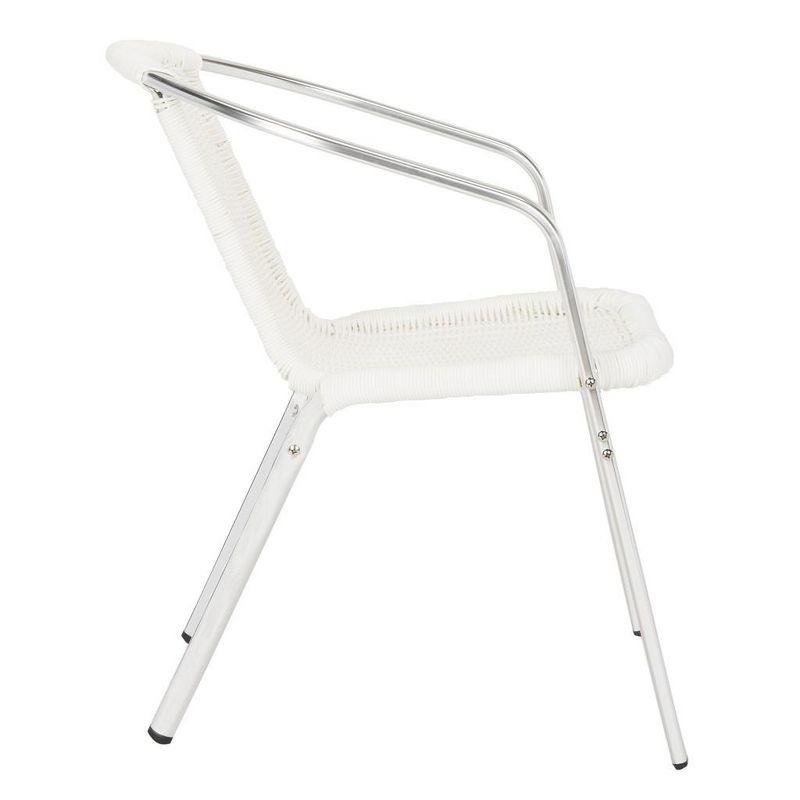 Chic White Transitional Wicker and Aluminum Arm Chair (Set of 2)