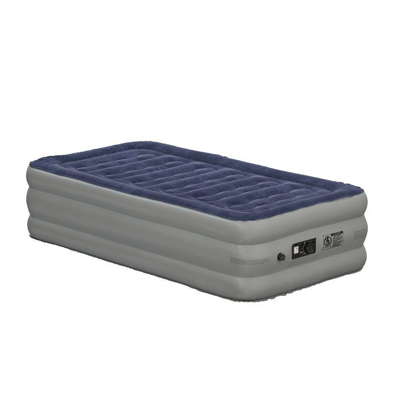 Emma and Oliver 18 Inch Twin Size Raised Inflatable Air Mattress With Internal Electric Pump