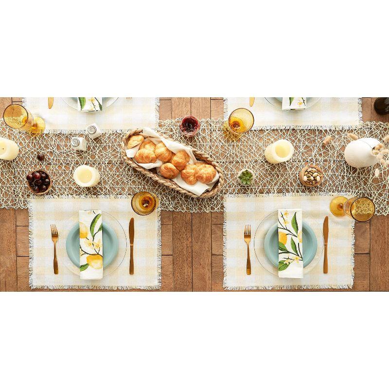 Design Imports Natural Heavyweight Check Fringed Placemat Set/6