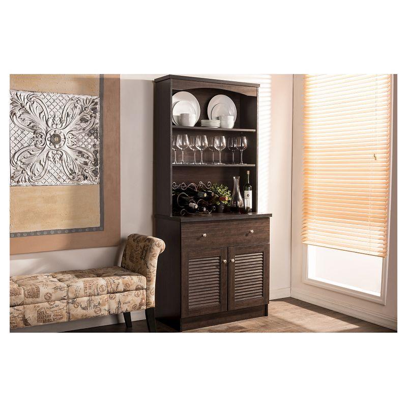 Elegant Dark Espresso Engineered Wood and PU Veneer China Cabinet