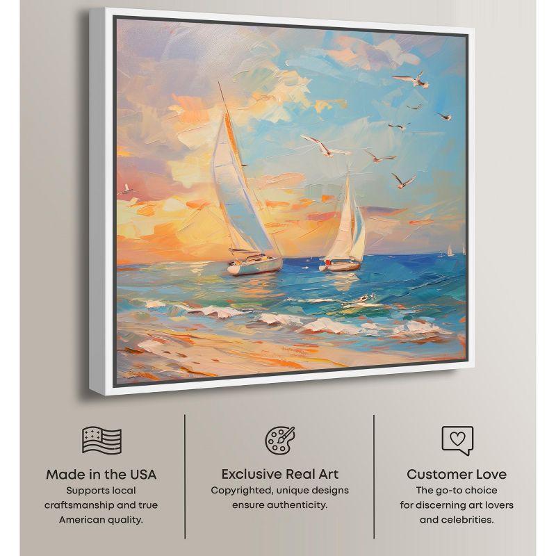 Art Remedy Art Remedy Sailboats In The Sunset Framed Sailing 1 Piece Canvas Wall Art 56057