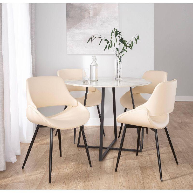 Set of 2 Fabrico Dining Chairs Black/Cream Faux Leather - LumiSource: Upholstered Metal Frame, Foam Padding