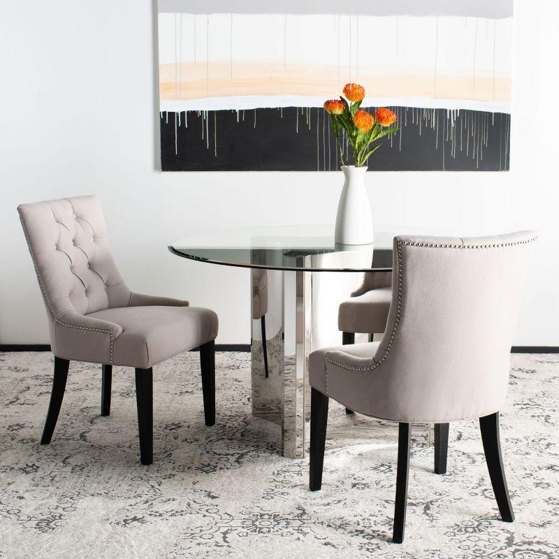 Abby 19" H Tufted Dining Chair With Nail Head Trim (Set of 2) - MCR4701 - Taupe - Safavieh Couture