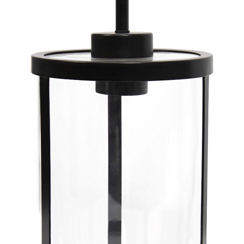 Elegant Farmhouse 55" Black Pendant with Brushed Nickel Accents and Clear Glass Shade