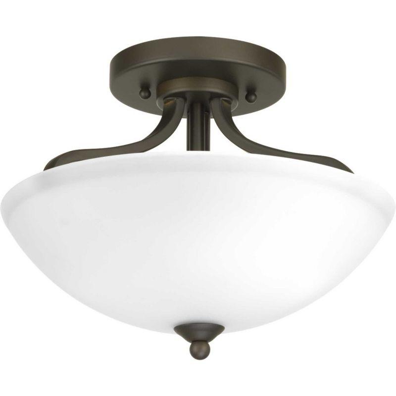 Progress Lighting Laird 2-Light Semi-Flush Mount Ceiling Light, Brushed Nickel, Glass Shade