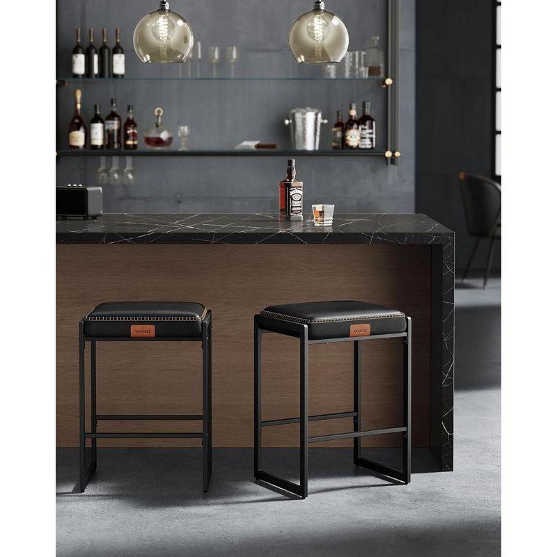 VASAGLE Bar Stools Set of 2, Counter Height Bar Stools, Synthetic Leather with Stitching (Set of 2)